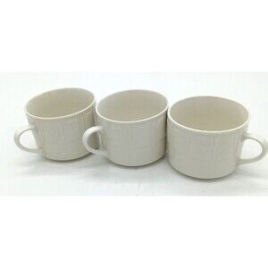Haley By Kennex Set of 3 White Panelled Rim Coffee Cups Discontinued